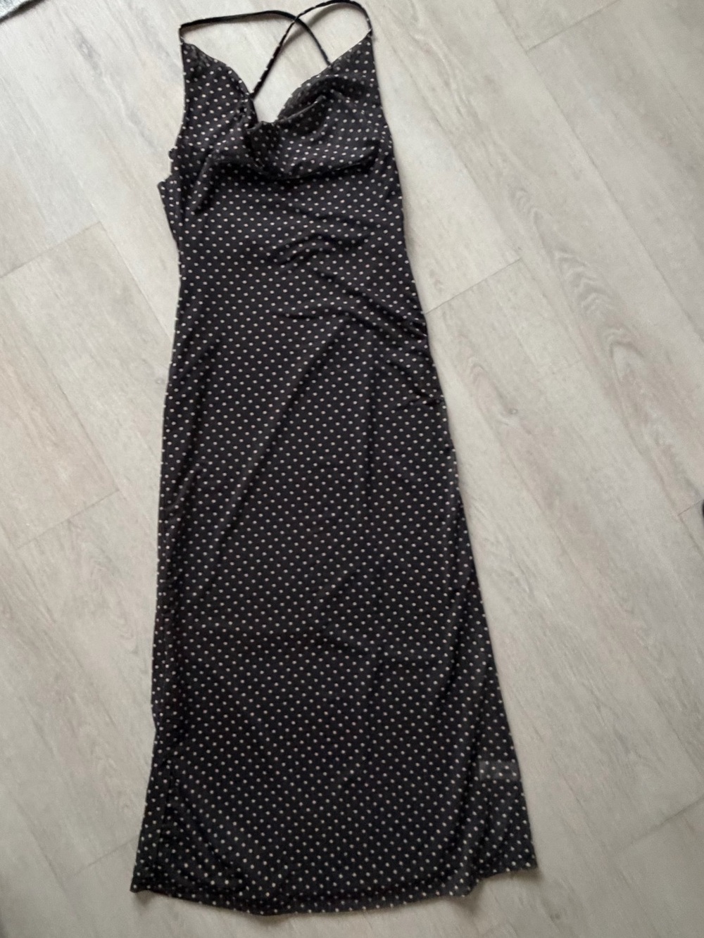 Zara Black Polka Dot Slip Dress with Spaghetti Straps